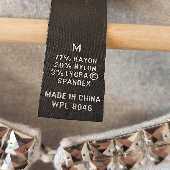 Inc International Concepts Beaded Jeweled Silver/Gray Sweater/Blouse - Picture 3 of 9